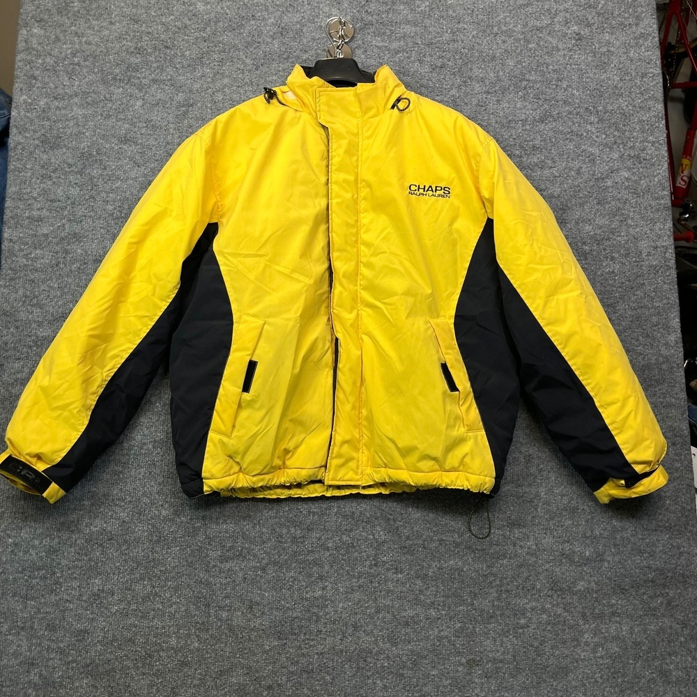 Vintage Chaps Ralph Lauren Windbreaker Jacket Mens Yellow Black Full Zip - Large